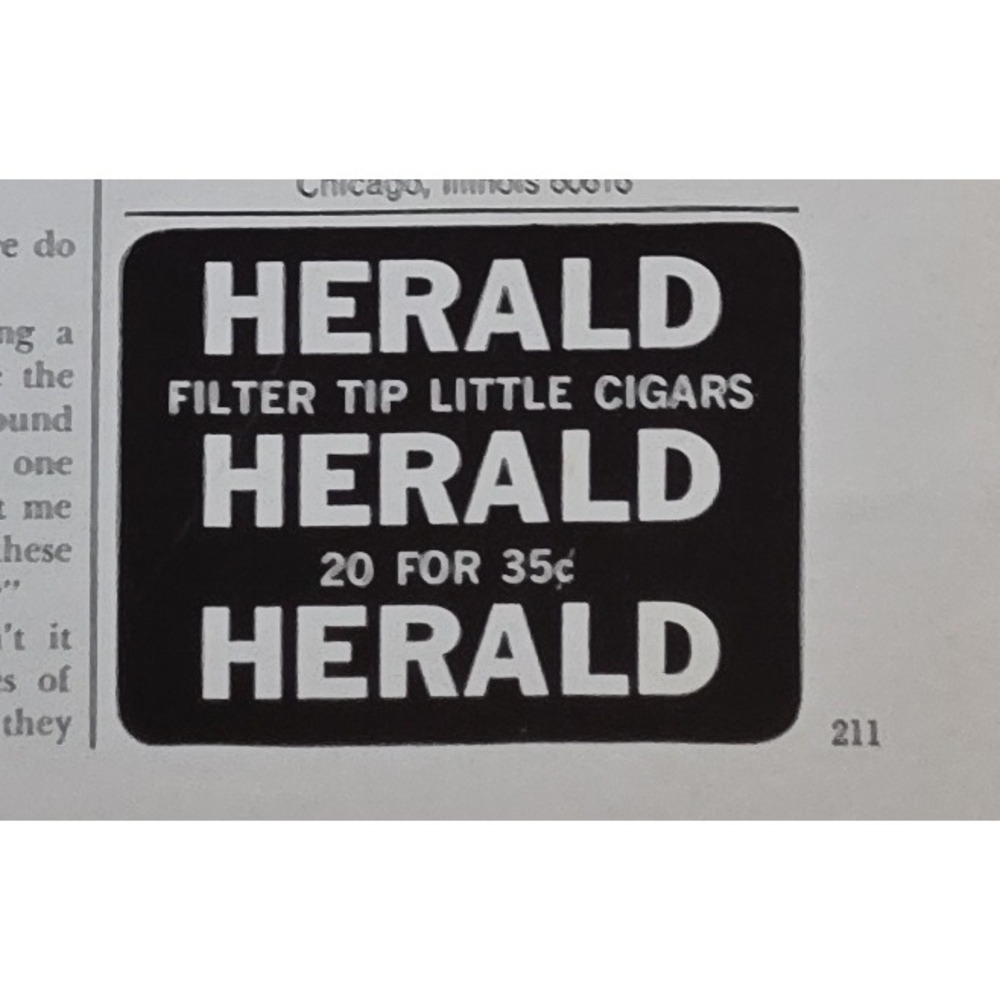 1932 Vintage Herald Filter Tip Little Cigars Advertisement 20 for‎ 35 Cents